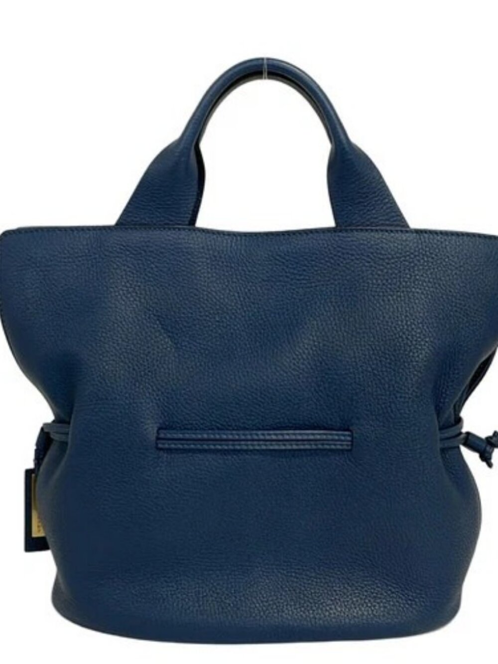 MAURO GOVERNA Navy Leather Tote Bag